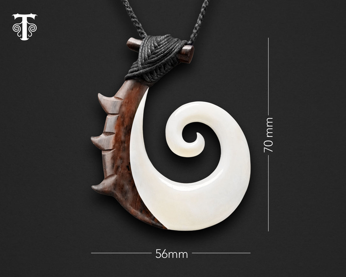 Maori Necklace- No.12  Hei Matau Fish Hook – Tuwharetoa Bone