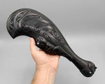 Hand-Carved Wooden Maori Patu with Paua Shell 42cm