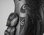 Hand-Carved Wooden Maori Patu with Paua Shell 42cm