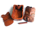 Maori Wooden Papahou Treasure Box | New Zealand Hand Carved Waka Huia