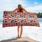 Large maori beach towel displayed to show full coverage for beach lounging.