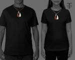 Model wearing the hand-carved Hawaiian Makau wood and bone fish hook necklace