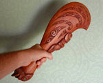 Hand-Carved Wooden Maori Patu with Paua Shell 42cm