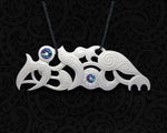 Māori necklace featuring a hand-carved bone Manaia guardian with dual iridescent paua shell inlays and a black adjustable wax cord.