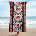 New Zealand Maori Beach Towel with Kowhaiwhai Pattern