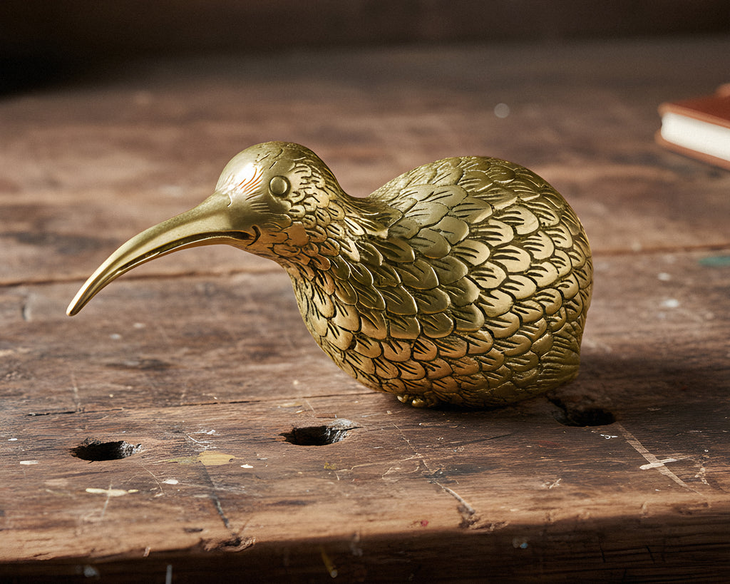 Brass Kiwi Bird Paperweight Figurine