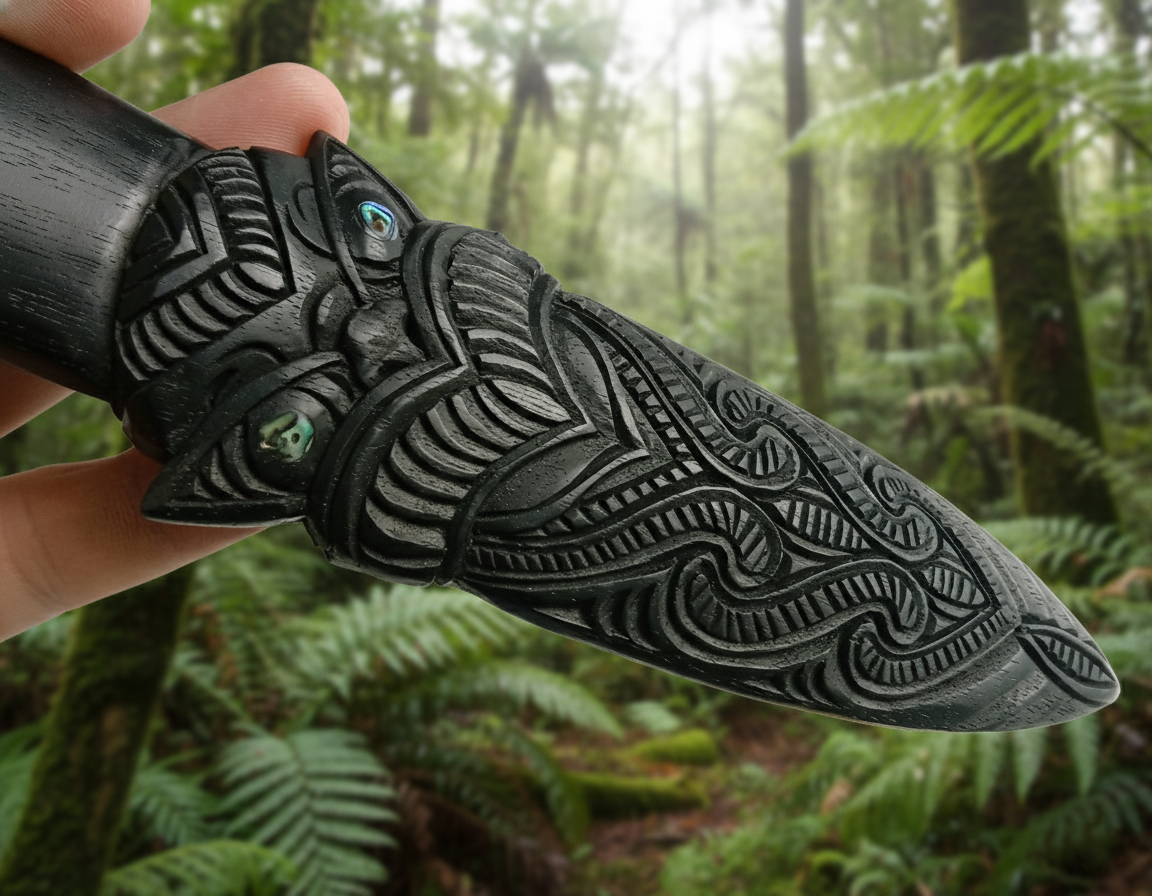 Maori Taiaha Spear | Hand-Carved Ceremonial Weapon of New Zealand