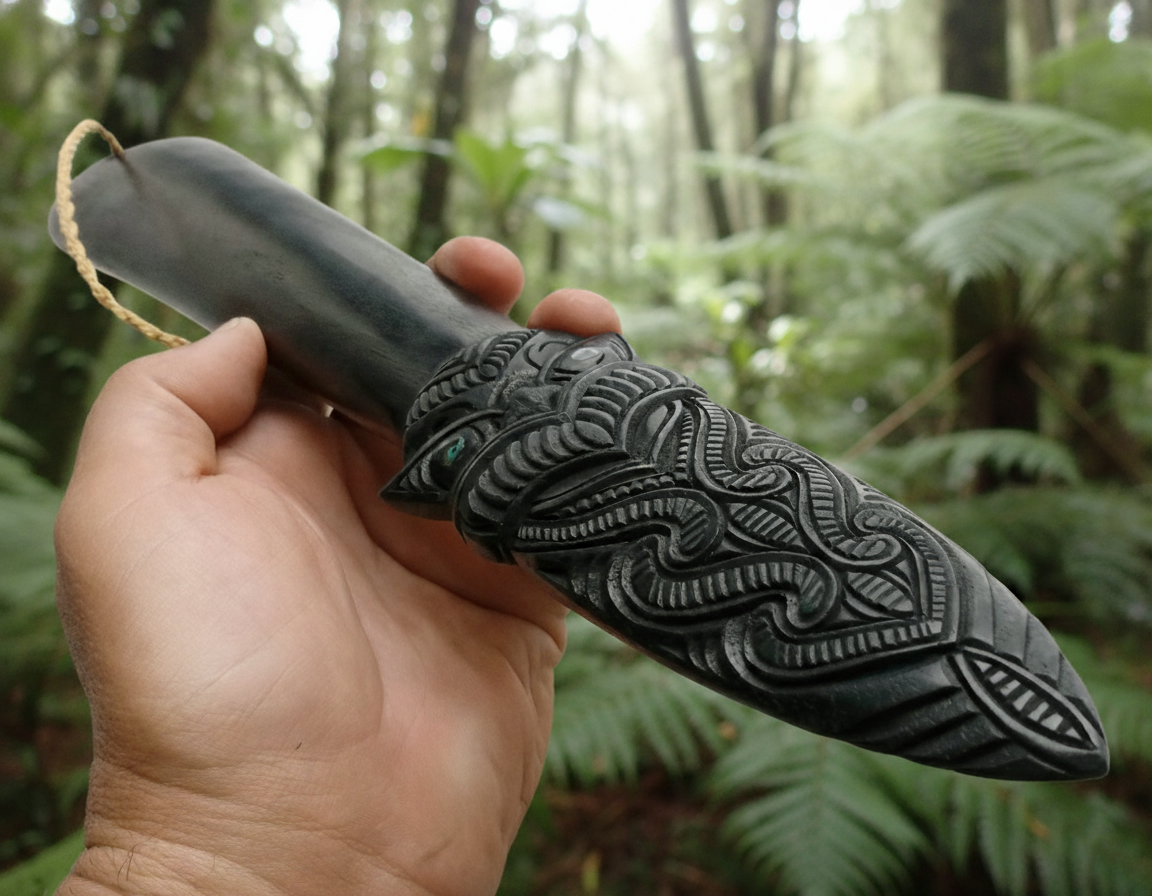 Maori Taiaha Spear | Hand-Carved Ceremonial Weapon of New Zealand
