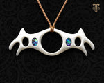 Maori Bone Carving Pekapeka Pendant | Opihi Taniwha Inspired New Zealand Tribal Necklace