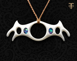 Maori Bone Carving Pekapeka Pendant | Opihi Taniwha Inspired New Zealand Tribal Necklace