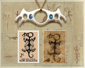 Maori Bone Carving Pekapeka Pendant | Opihi Taniwha Inspired New Zealand Tribal Necklace
