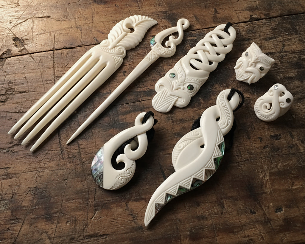 Exclusive Quick Sale: Hand-Carved Maori Bone Collection (7-Piece Set)