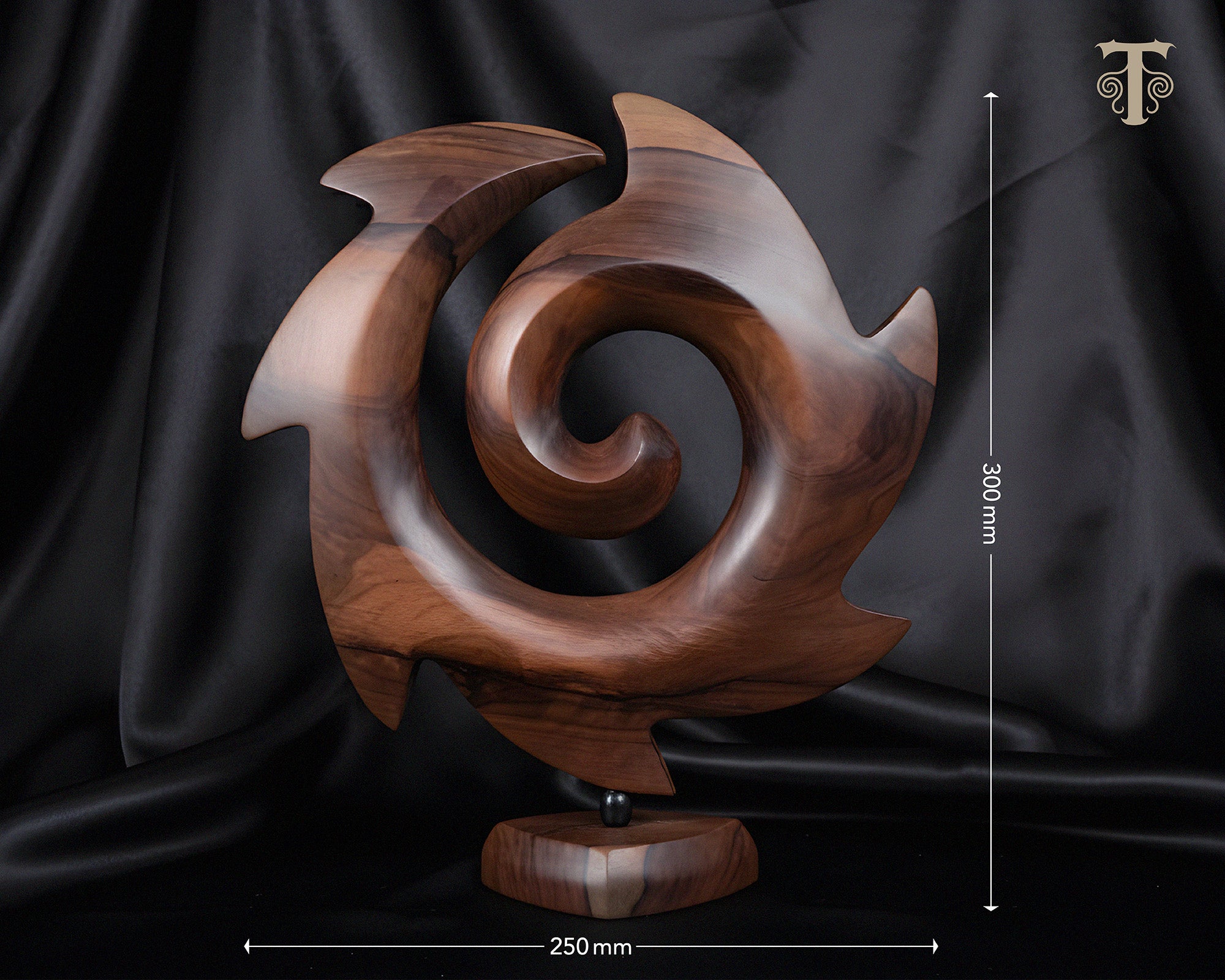 Modern Maori Inspired Wooden Sculpture | Polynesian Tribal Koru Art Carving