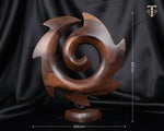 Modern Maori Inspired Wooden Sculpture | Polynesian Tribal Koru Art Carving