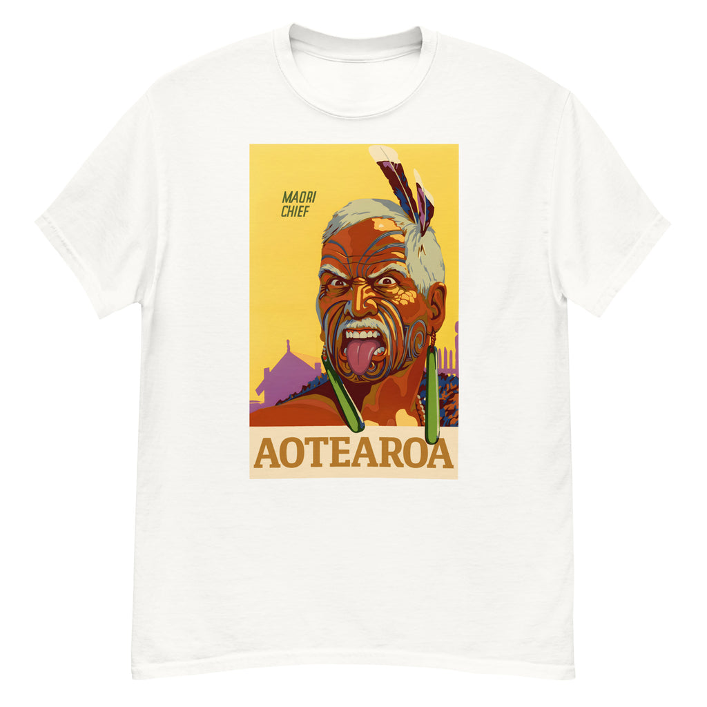 Maori Chief Moko T-Shirt graphic Aotearoa yellow