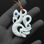 new zealand maori necklace bone manaia in hand