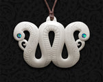 Pekapeka bone carving necklace Maori balance symbol