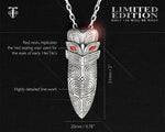 Detailed View of the Sterling Silver Taiaha Pendant showing measurements 