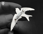 New Zealand Welcome swallow brooch showing back pin
