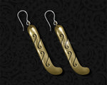 Pair of Brass Kapeu Maori Earrings, showcasing the traditional curved design