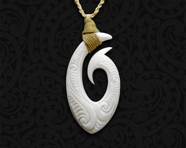 Maori Necklace-No.3  Hei Matau Fish Hook – Tuwharetoa Bone