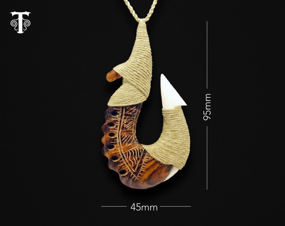 authentic hawaiian fish hooks Wood & Bone Hawaiian Makau Fish Hook Necklace