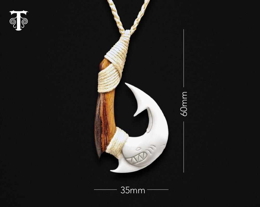 Maori Necklace- No.4  Hei Matau Fish Hook – Tuwharetoa Bone