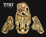 maori Tiki Ring - Intricate Hand-Carved Detail
