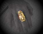 Close-up of Maori Tiki Ring Design