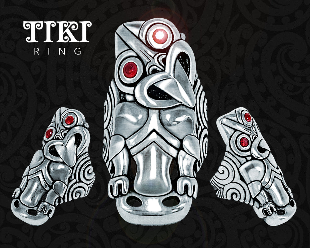 Silver Maori Tiki Ring - Authentic Polynesian Jewelry from New Zealand ...